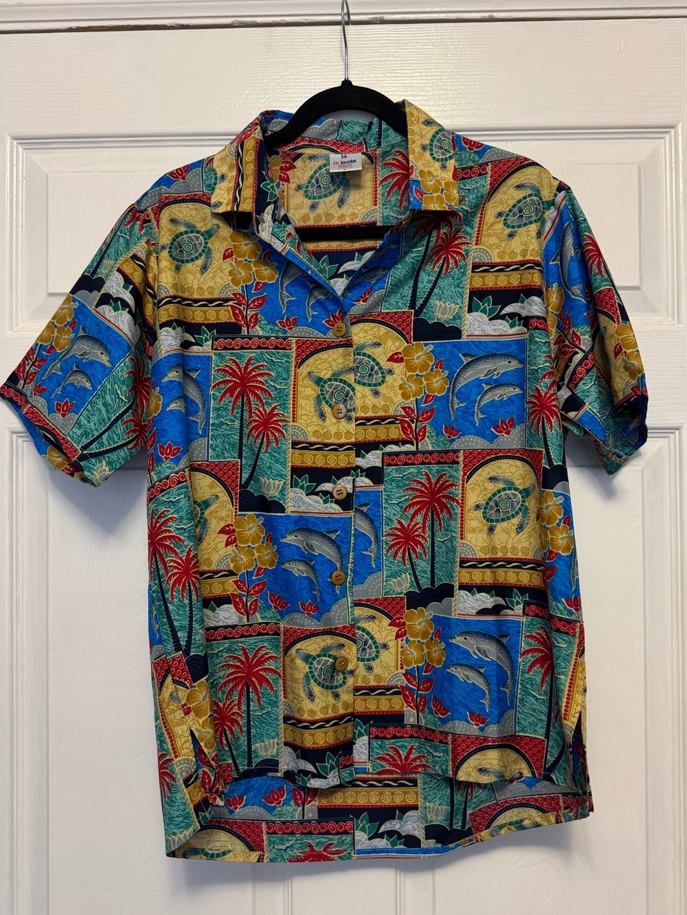 Tropical Print Short-Sleeve Shirt - Blue/Green/Yellow